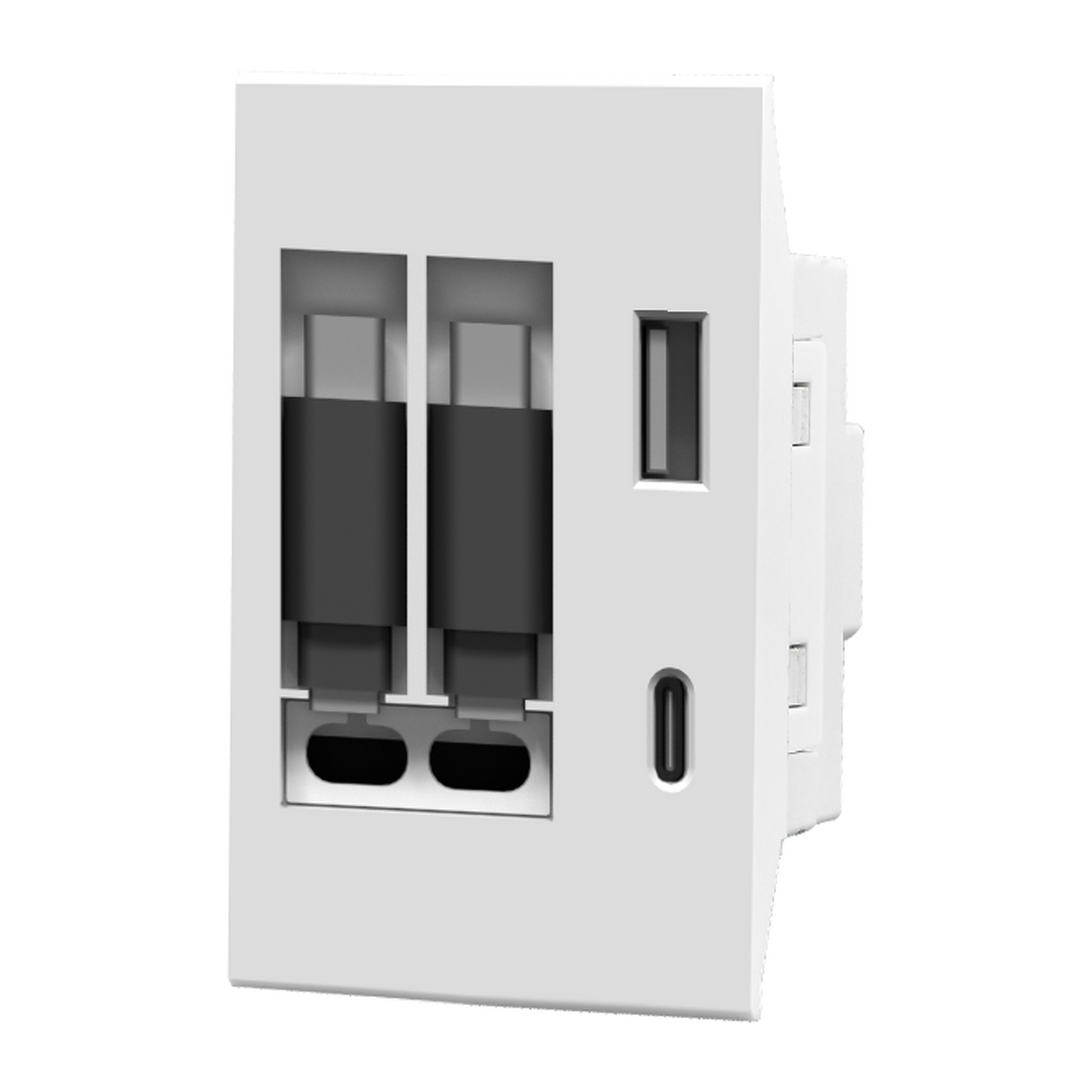 AB2WUC2/3 retractable USB wall socket module with USB-A and USB-C ports